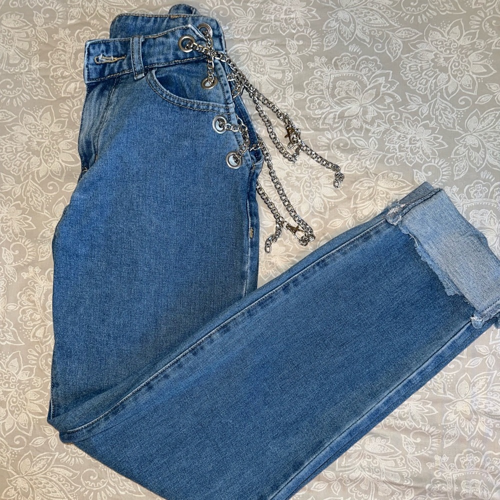 Chain Lace Up Jeans
